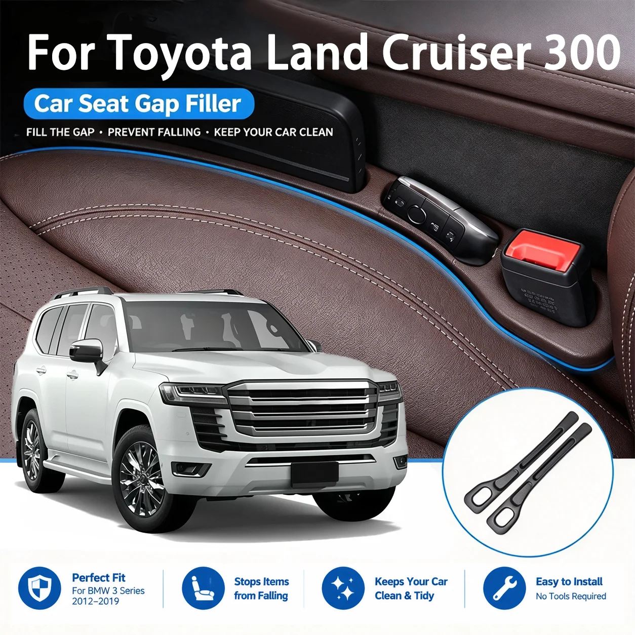 KCIMO Car Seat Gap Filler Between Seats For Toyota Land Cruiser 300 J300 VX ZX LC 300 GR Sport Decoration Interior Crevice