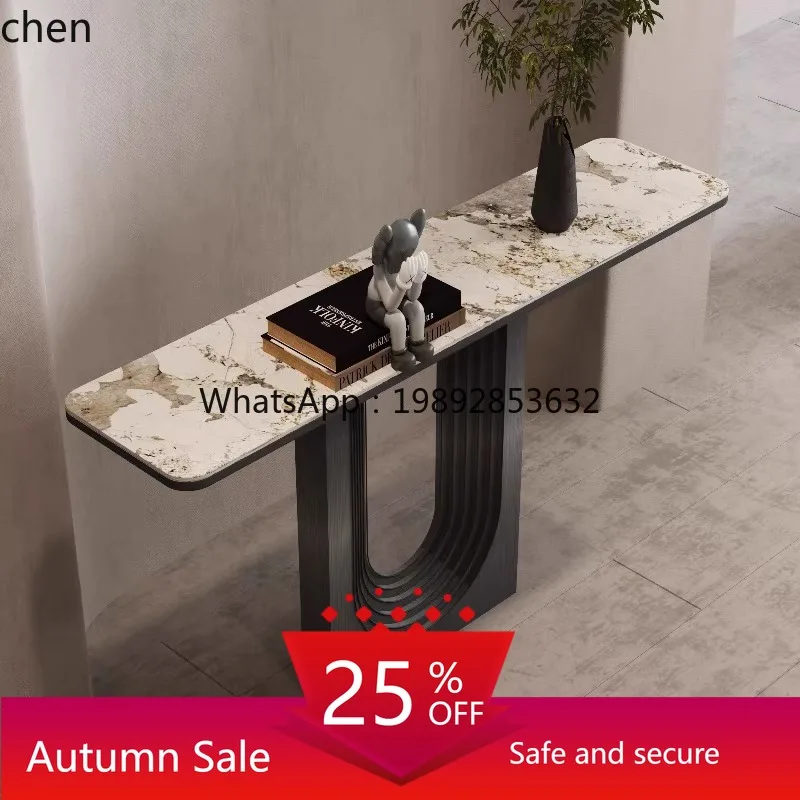 

Light Luxury Entryway Console Table Hallway Sideboard End View Table Wall-Mounted Stainless Steel Entryway Table