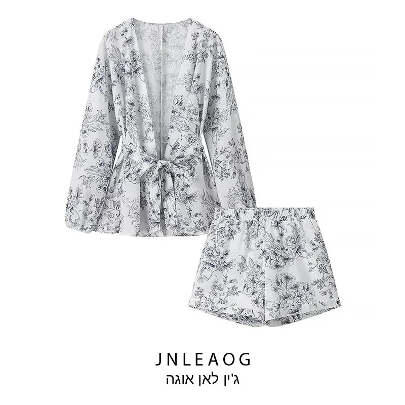 

Fashionable Versatile Print Jacket Shorts Set Women's Autumn New Arrival Stylish Floral Patterned Mid-Length Two-Piece Suit