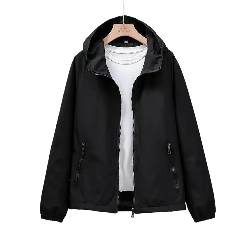 Loose Zipper Up Windbreaker Jacket Women Spring Autumn Fashion Hooded Windbreaker Jacket Woman Pockets Long Sleeve Coats Female