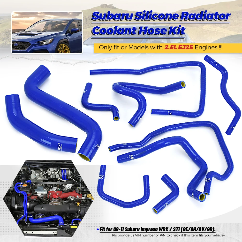 VR Racing-Biru & Kuning 10 Pcs Silikon Radiator Selang Kit untuk Subaru Impreza WRX/STI GDB,EJ20 dengan Pqy Logo VR-LX1803D-QY