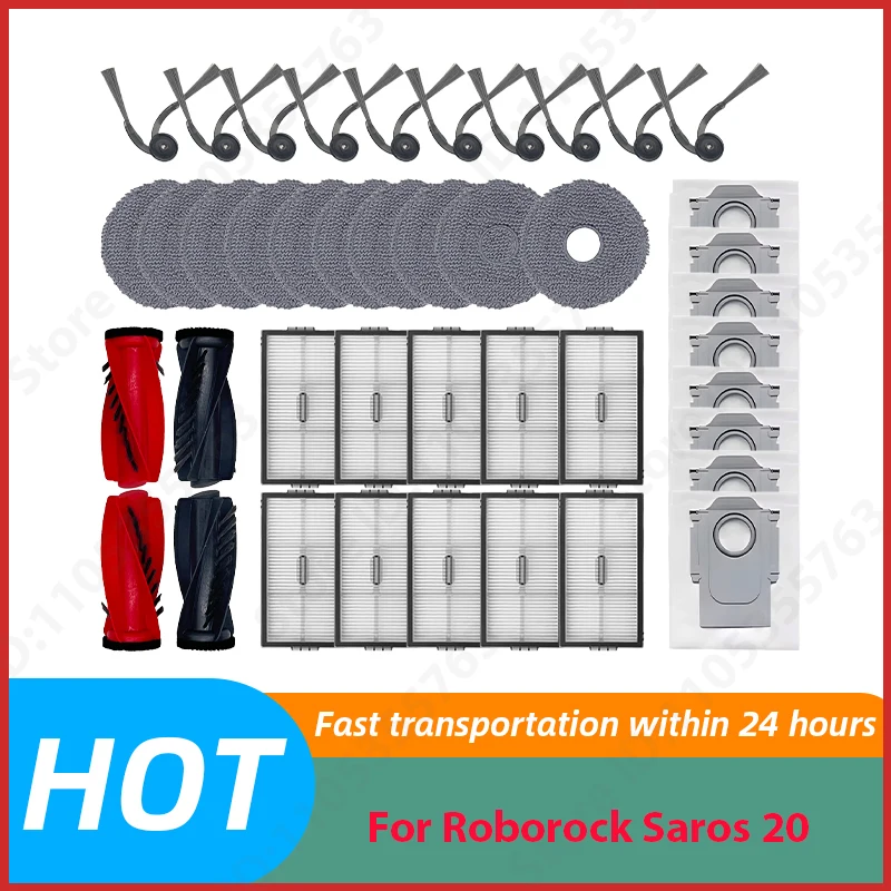 

For Roborock Saros 20 Accessory Main Side Brush Filter Mop Dust Bag Robot Vacuum Cleaner Parts