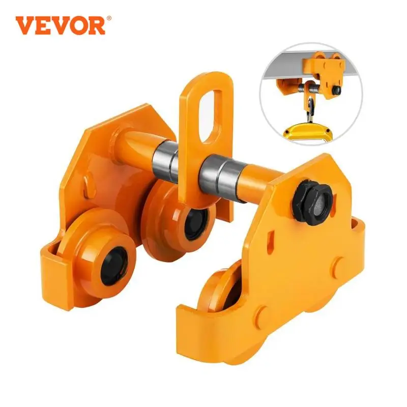 VEVOR 0.5T-3T Capacity Push Beam Trolley For Heavy Duty Dual Wheels Garage Hoist Manual Plain for Straight Curved I Beam Flange