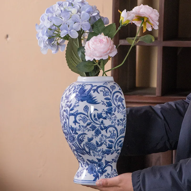 Ceramic Vase Blue and White Porcelain Pendant Wall-mounted Vase Flower Arrangement Accessories Home Decoration Accessories