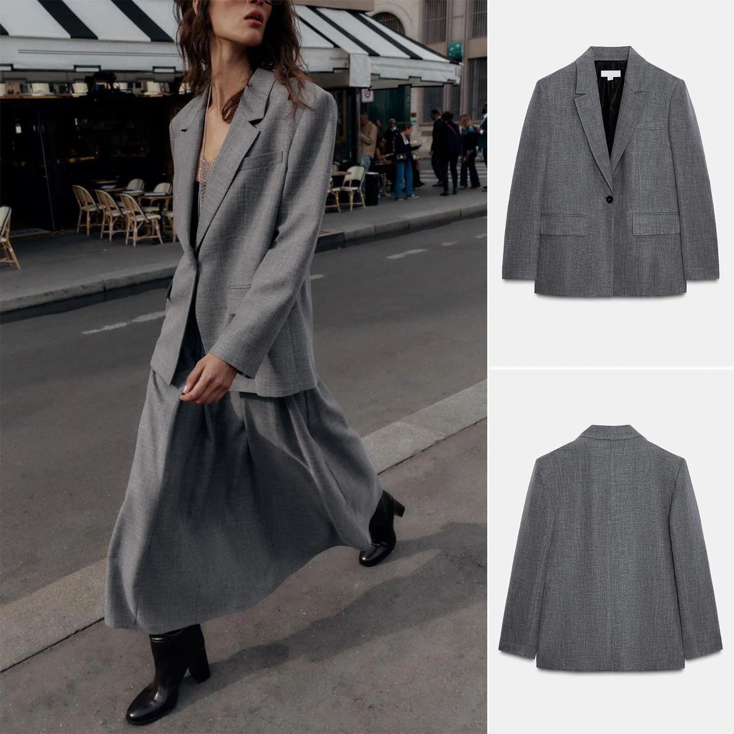 

Осень-зима, новый женский пригородный костюм с длинным воротником-стойкой и воротником-стойкой с узором «елочка», Jaet 897570