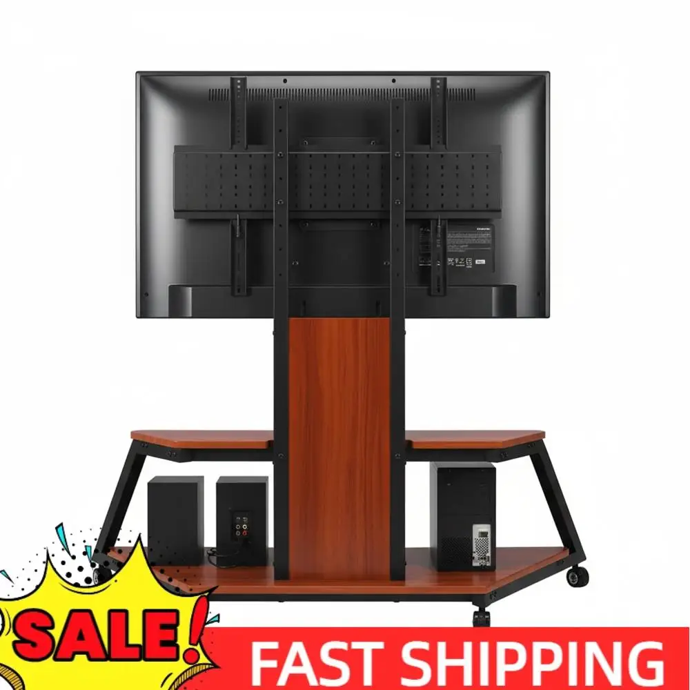 

Portable Floor TV Stand for 60 To 100 Inch Screens Up To 220 Lbs with Laptop Shelf TV Cart Rack Height Adjustable Locking Wheels