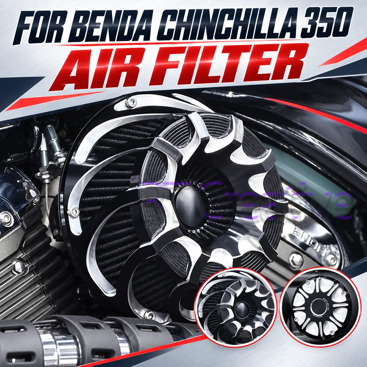 Turbo Style Air Filter Intake Decor Cover Fit For BENDA Chinchilla 350, Motorcycle Air Cleaner Engine Side Cover