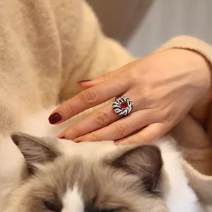 2023 Neuer moderner Trend Retro Zebra Rubinschmuck Sets für europäische Frauen American Fashion Leopardenringe Oszillate Ohrringe 8 Hauptverkäufe Zebra Set - №8