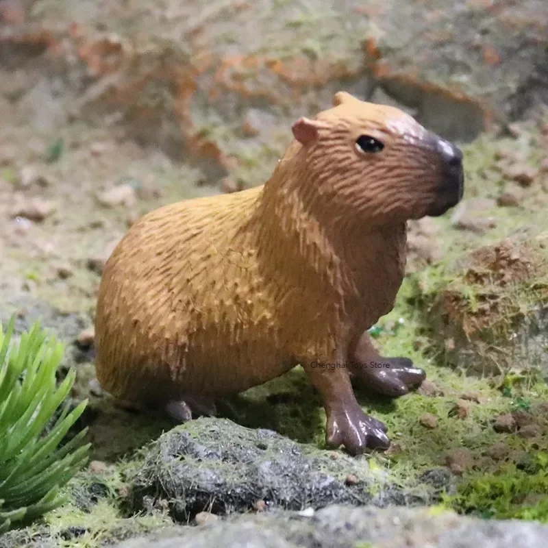 Simulated Plastic Animal Figurines Zoo Wildlife Capybara Model Cute Capybara Cub Action Figure Children Educational Toys Gift