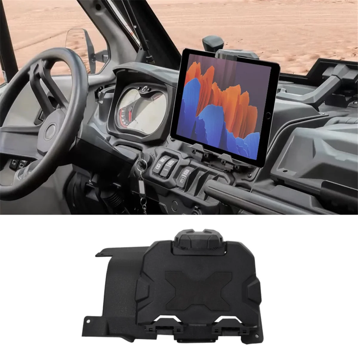 Electronic Device Holder with Storage Box Organizer Tray for Can Am Defender HD5 HD8 HD10 MAX 2016-2023 Accessories