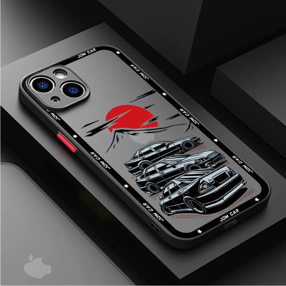 JDM Dream Car Sport Case for Apple iPhone 11 Pro XS Max XR 12 SE 15ProMax 13 Mini 14 Pro 7 8 Plus Silicone Luxury Matte Cover