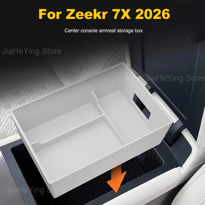 

For Zeekr 7X 2026 Car Armrest Storage Box Silicone Anti-slip Mat Center Control Organizer Interior Protective Accessories