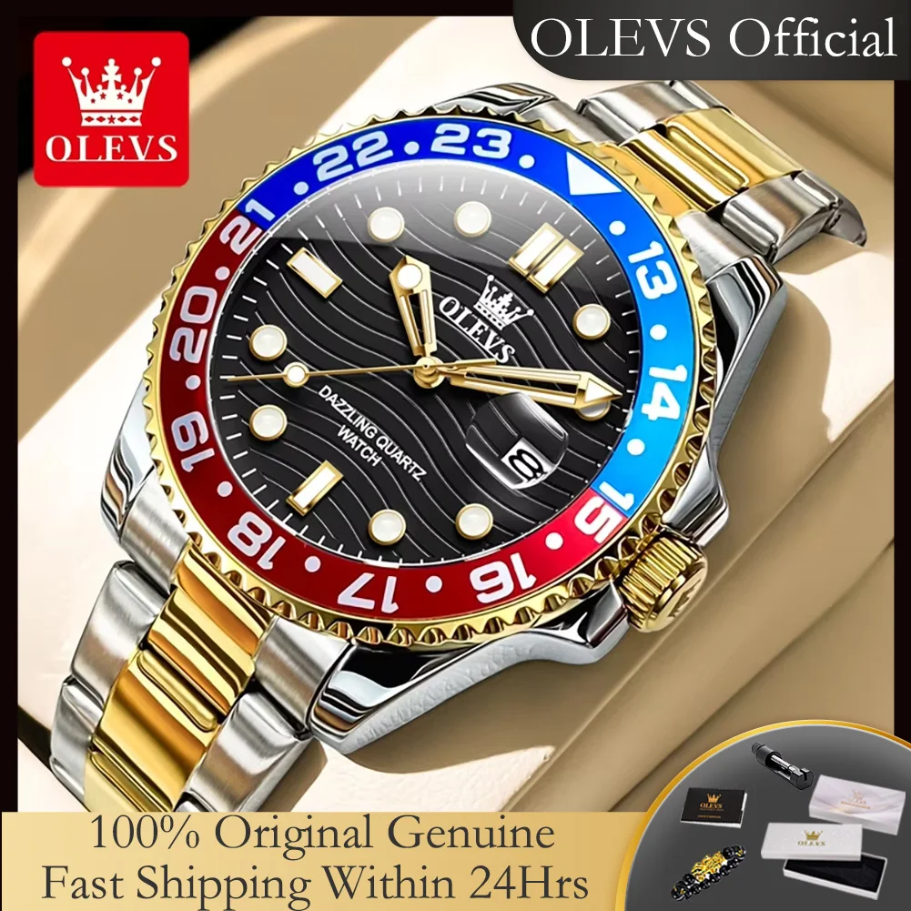 OLEVS 3610 Diving Watches for Men Luxury Top Brand Original Quartz Men's Wristwatch Auto Date Waterproof Luminous Hand Clock