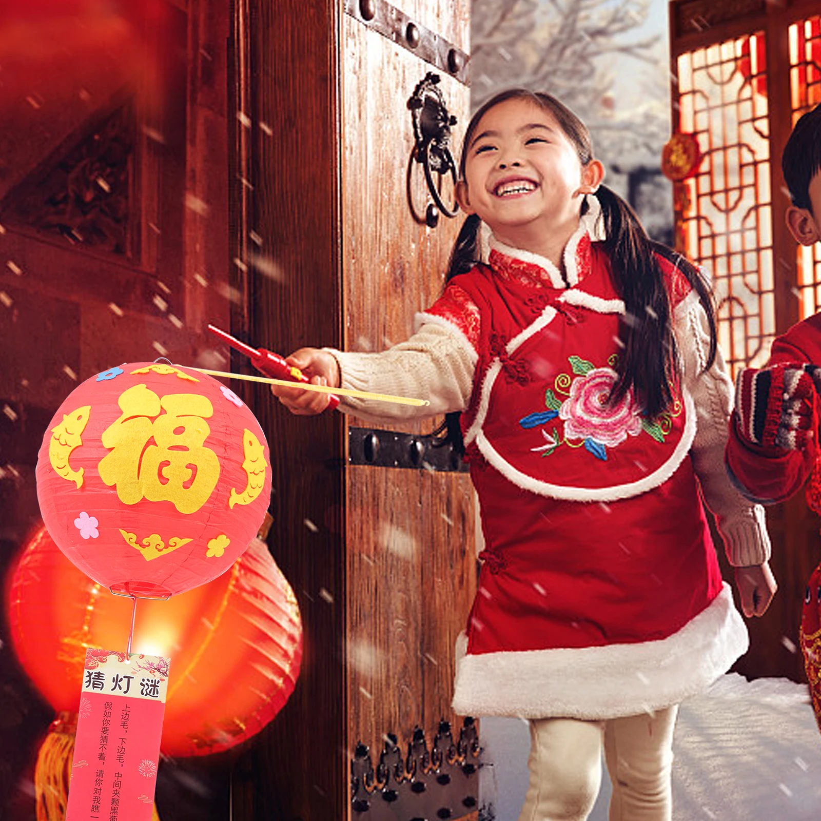 

2 Sets Year Lanterns DIY Glowing Paper New Year Decorative Lantern Decorative Luminous H held Festival Spring Portable Desk