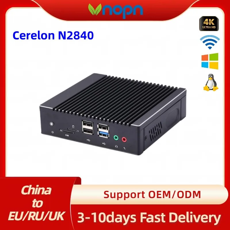 Low Power Consumption Mini Computer Celeron N2840 Dual Display Home Server Indsutrial Fanless Mini PC