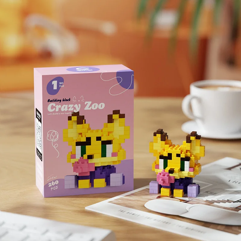 Kawaii Crazy Building Blocks Fox Rabbit Animal Doll City Children Boys Girls Cute Cartoon Doll Assembling Educational Toys