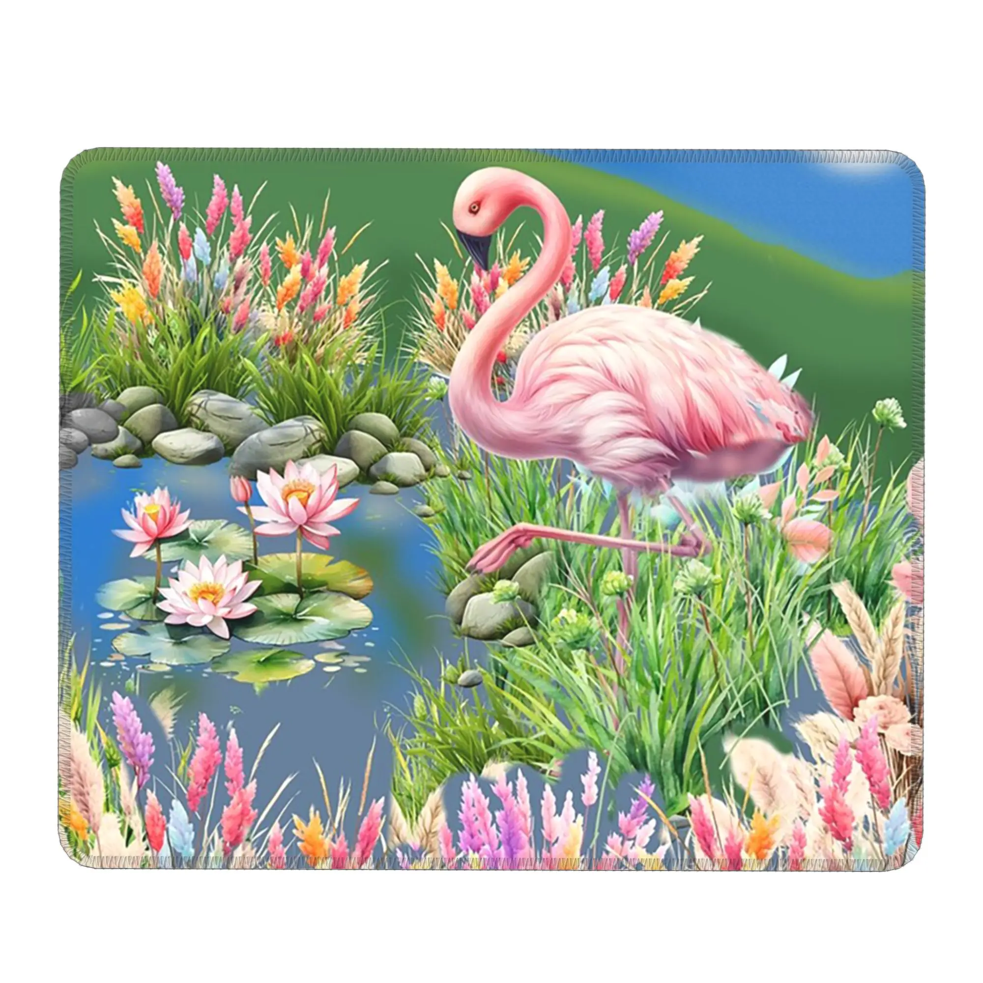 Flamingo In The River Forest Scene Mouse Pad Computer Keyboard Mouse Mat Gamer PC Laptop Desk Mat Office Accessories Table Mats