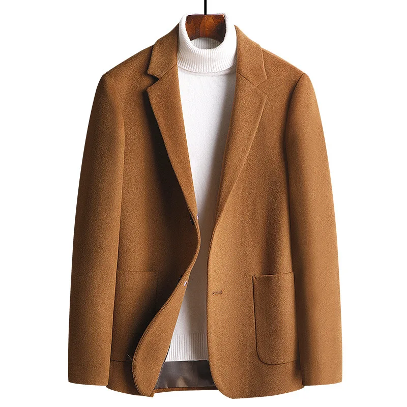 

Autumn Winter Men Woolen Casual Suit Coat Business Fashion Simplicity Handsome Warm Jacket Gentleman Thick Slim Short Coat