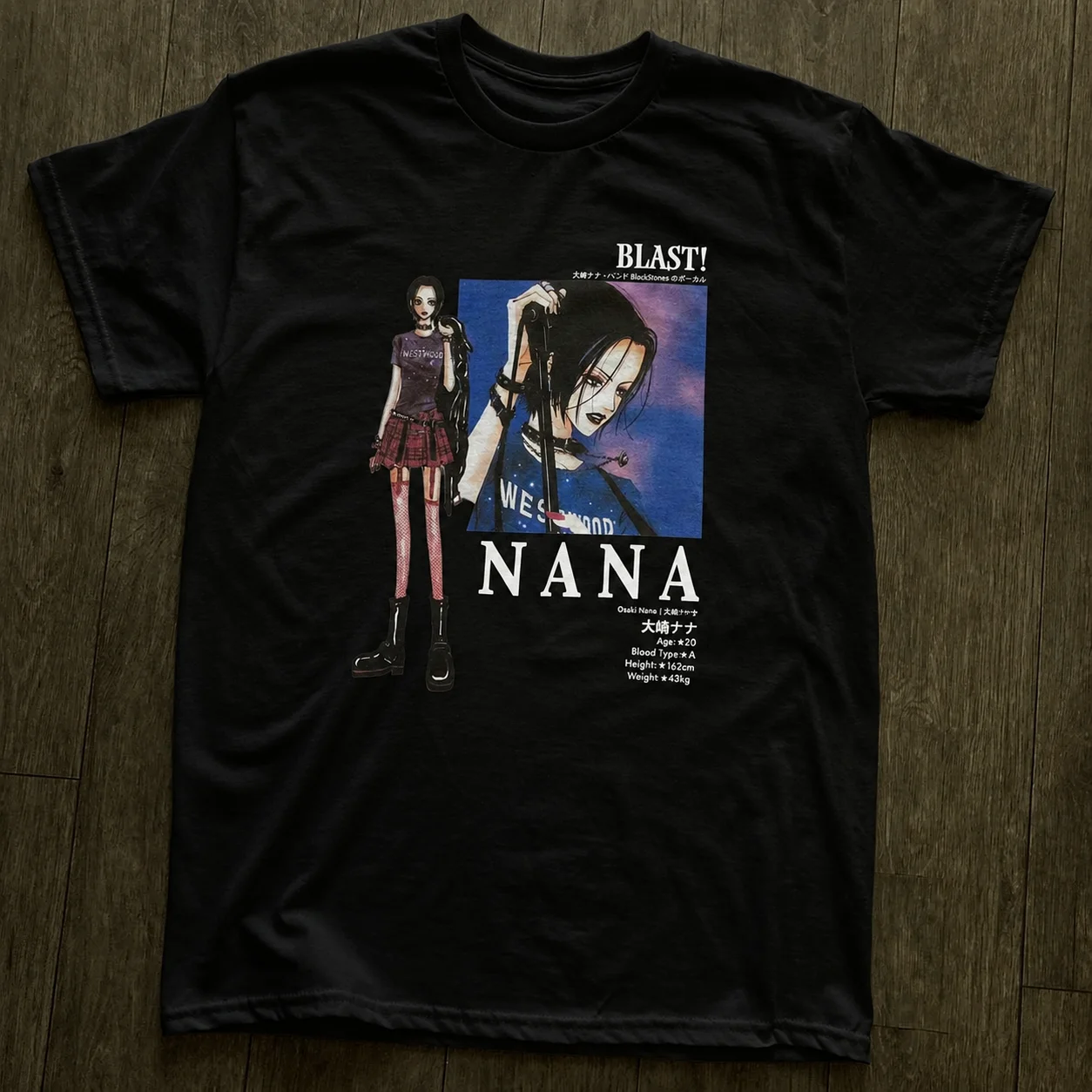 NANA Anime Osaki Nana Black Stones BLAST Print T Shirt Unisex Loose Oversized Harajuku Streetwear Cotton Summer Graphic Tee