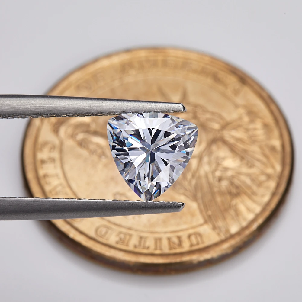 

Eme jewe Trillion Cut Moissanite Loose Stone, White D Color VVS1 Clarity Excellent Cut For Jewelry Making With Certificate