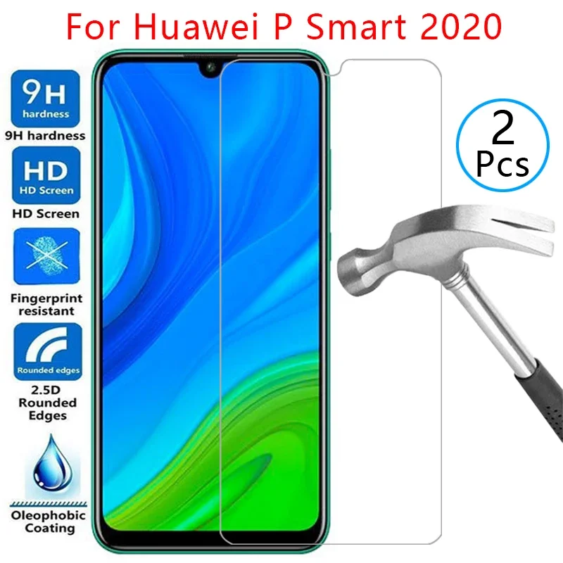 2pcs for Aa Tempered Glass Screen Protector for Huawei P Smart 2020 Case Cover on Psmart Smar Smat Samrt P