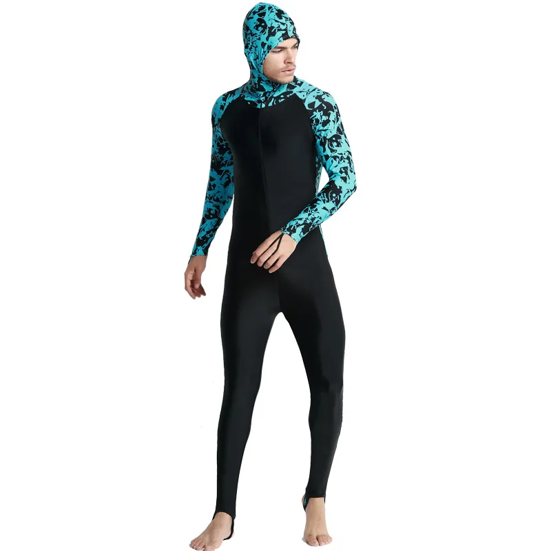 Set sun protection diving suit one piece diving suit long sleeved hooded men's and women's snorkeling suit