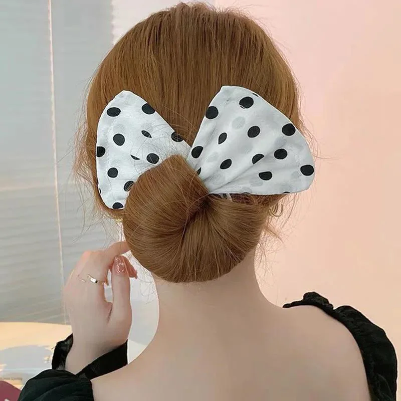 Solid color polka dot twist hair clip for women elegant hairband lazy Fashion hair curler Hair accessories image 5