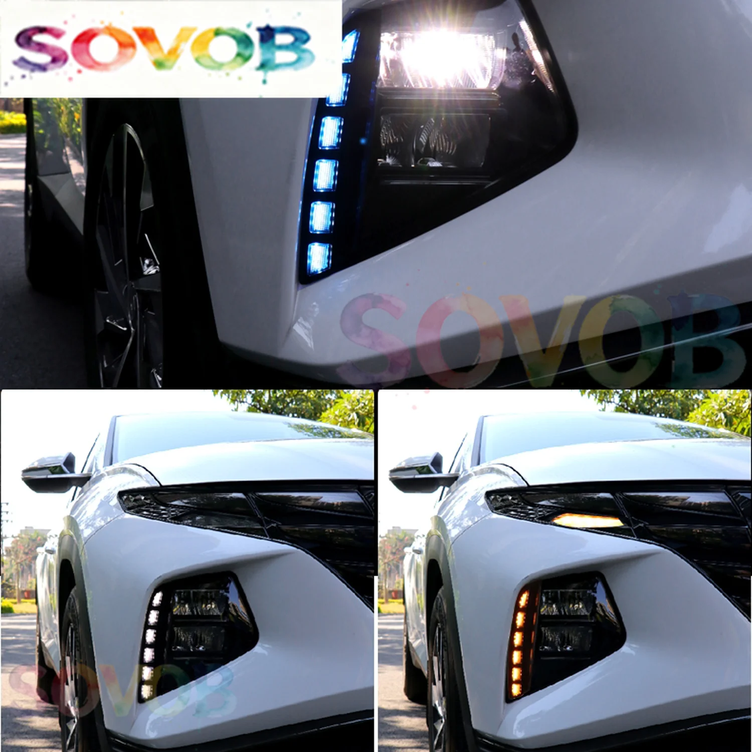 Fit For Hyundai Tucson NX4 2021 2022 2023 Car Accessories ABS Plastic LED DRL Daytime Running Light Lamp Yellow&White&Blue 1 Set