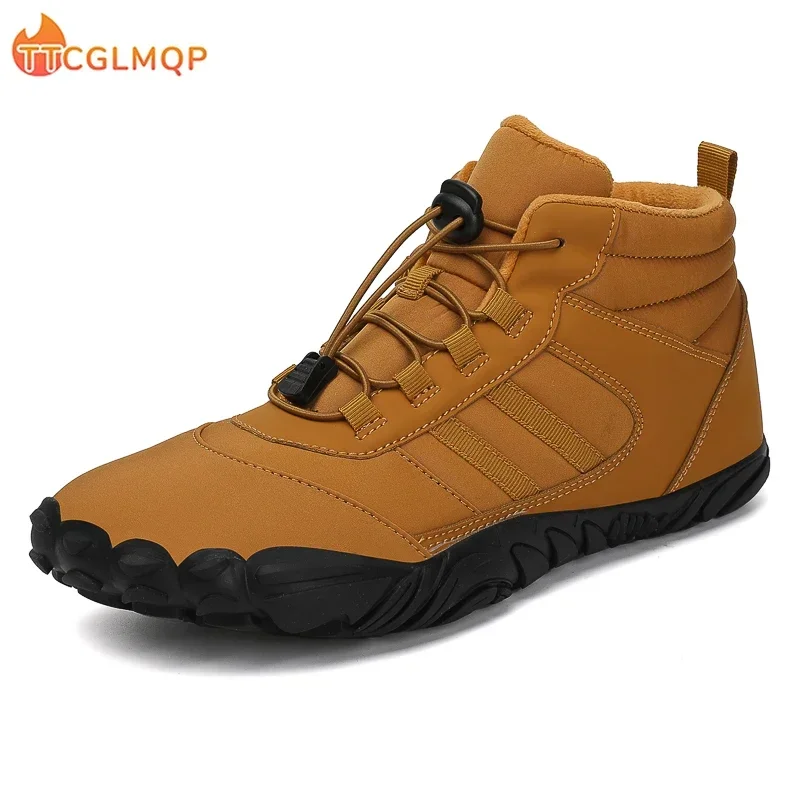 New Winter Booties Men Snow BareFoot Casual Shoes Outdoor Waterproof Work Shoes Warm Fur Men Ankle Shoes Snow Boots Plus Size 50