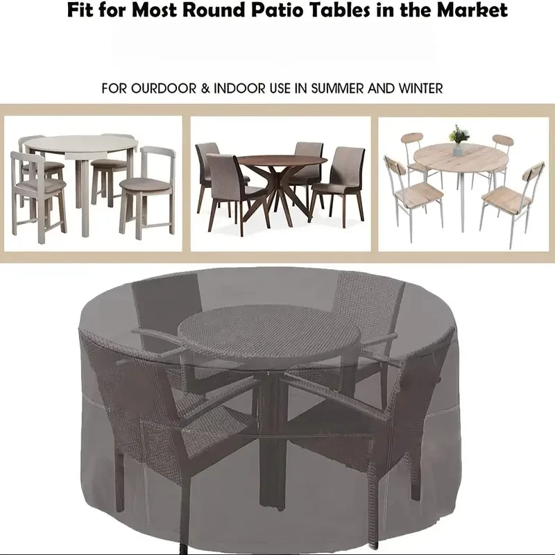 غطاء أثاث خارجي عالي التحمل مقاوم للأشعة فوق البنفسجية مصمم لحماية جميع الأحوال الجوية، يتميز بإغلاق برباط آمن