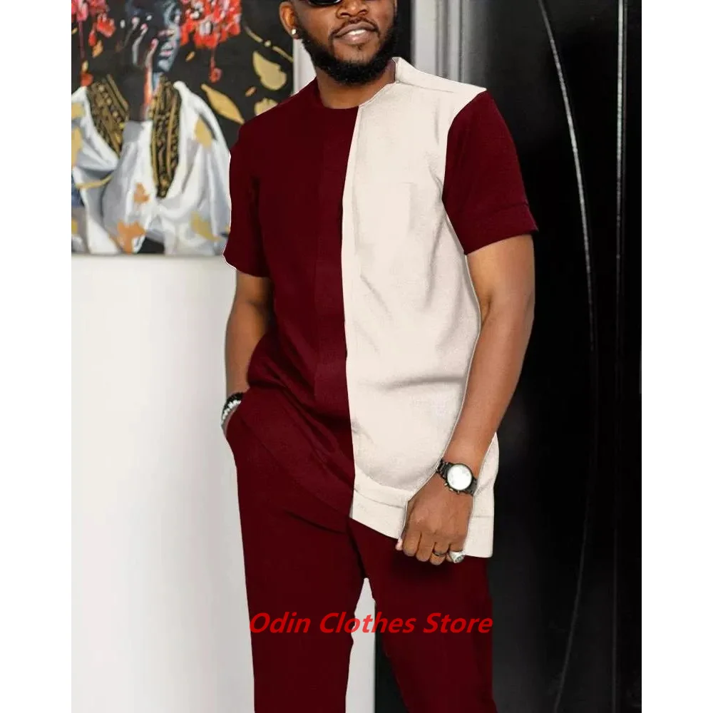 New Trend Vintage T-Shirt Street Fashion Men's Clothes Sports Long Pants 2 Piece Sets Summer Men Tracksuit Jogging Outfits