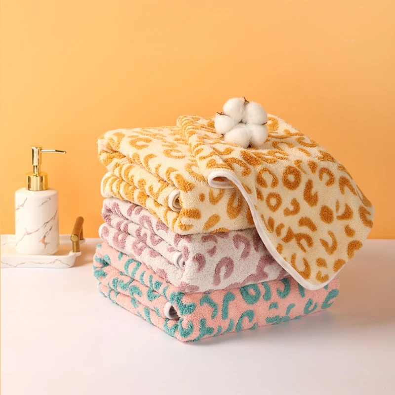 

Premium 70x140cm Jacquard Leopard Print Face Towel Ultra Soft Striped Super Absorbent Quick Dry Hair Towel Bath Sheet Home Spa