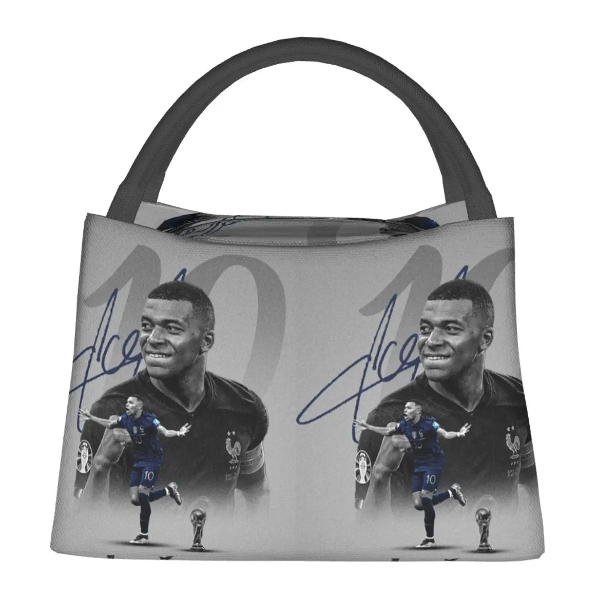 Football KM Mbappe Soccer Insulated Lunch Bag for Women Children Portable Food Boxes Thermal Lunch Box Tote