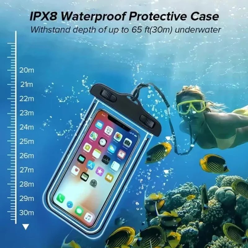 

Водонепроницаемый чехол для телефона, водонепроницаемая сумка для плавания, универсальная подводная защитная сумка, чехол для телефона iPhone Samsung размером меньше 6,7 дюйма