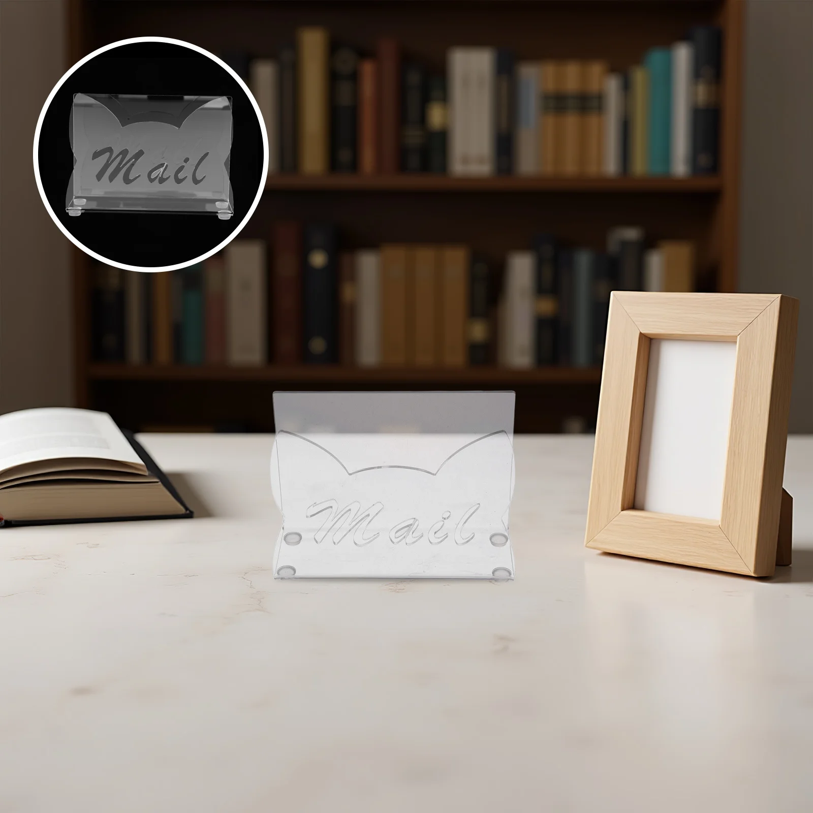 Cat Shaped Acrylic Mail Holder Clear Desktop Letter Organizer File Sorter Document Envelope Organizer for Office Desk Storage