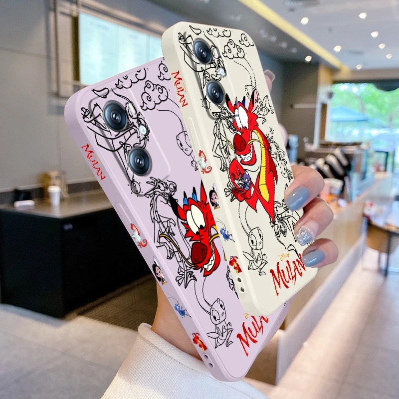 Mulan Dragon Disney Schattige Vloeistof Links Touw Voor Oppo Find X 6X5X3 A98 A96 A94 A93 A77 A76 A74 A72 A57 A53 A16 5G Achterkant Telefoonhoesje