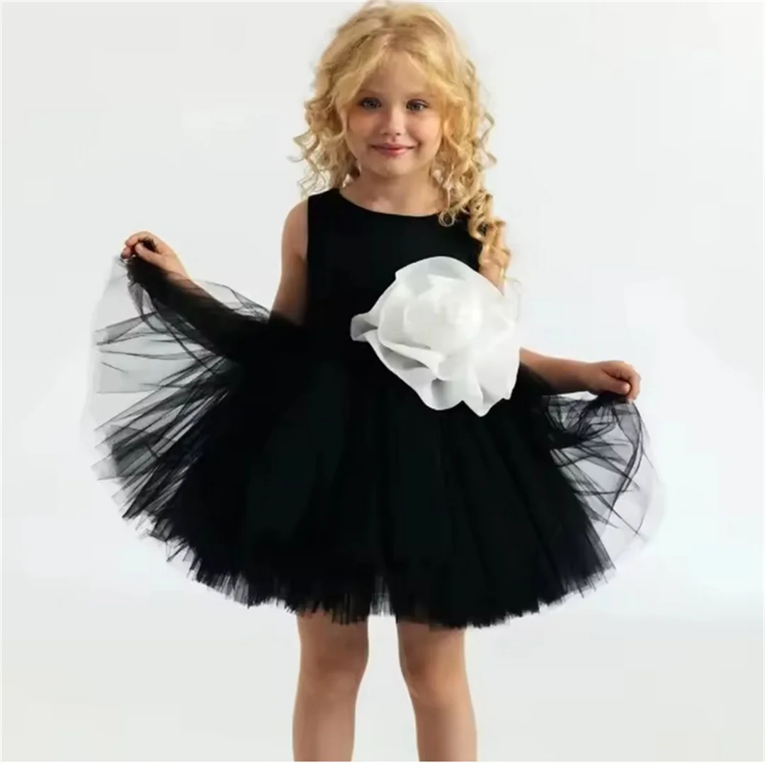 

Customized Fashion BabyChild tutu Vestido Party Pegeant Birthday Baby Clothes Girl Princess 3D Flower Dress Sleeveless Toddler