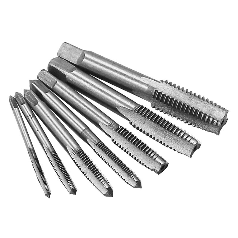 7pcs Male Thread Tap Set Metal Meters Drill Bit M3 M4 M5 M6 M8 M10 M12 Metric Impact Thread Plug Tap Mechanical Workshop Tools