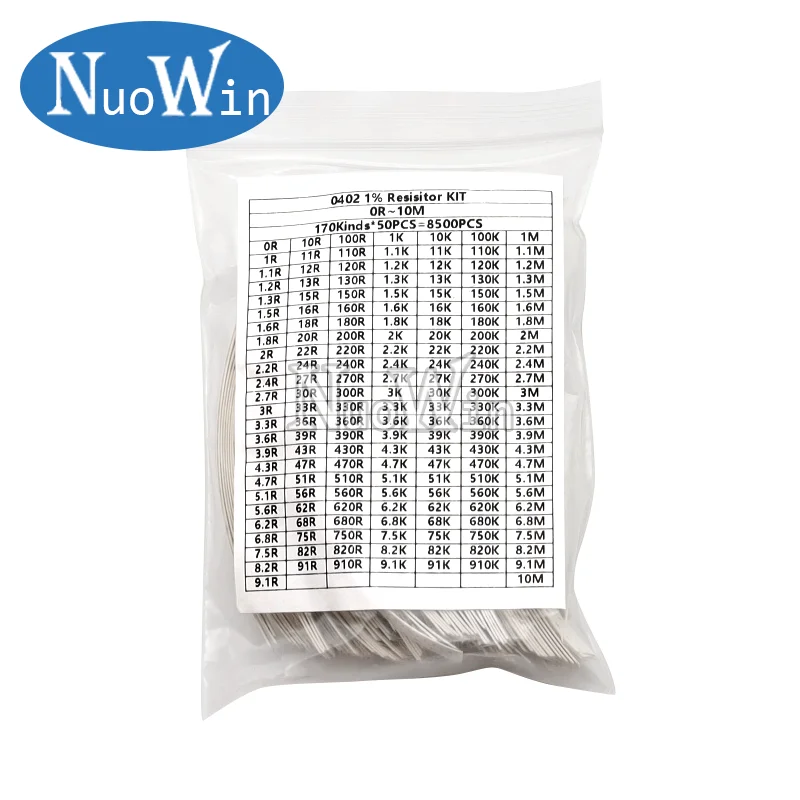 Imagem -05 - Smd Chip Assorted Resistor Kit 0402 0603 0805 1206 0r 10m Ohm 170 Valores Resistência Amostras Set