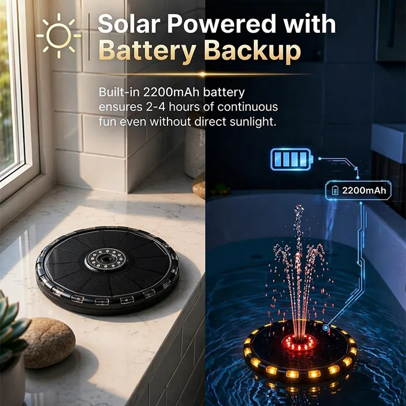

Bath Fountain for Kids Bath Tub Fountain Solar Powered Floating Bathtub Water Spray with Colorful LED Lights 8 Spray Modes