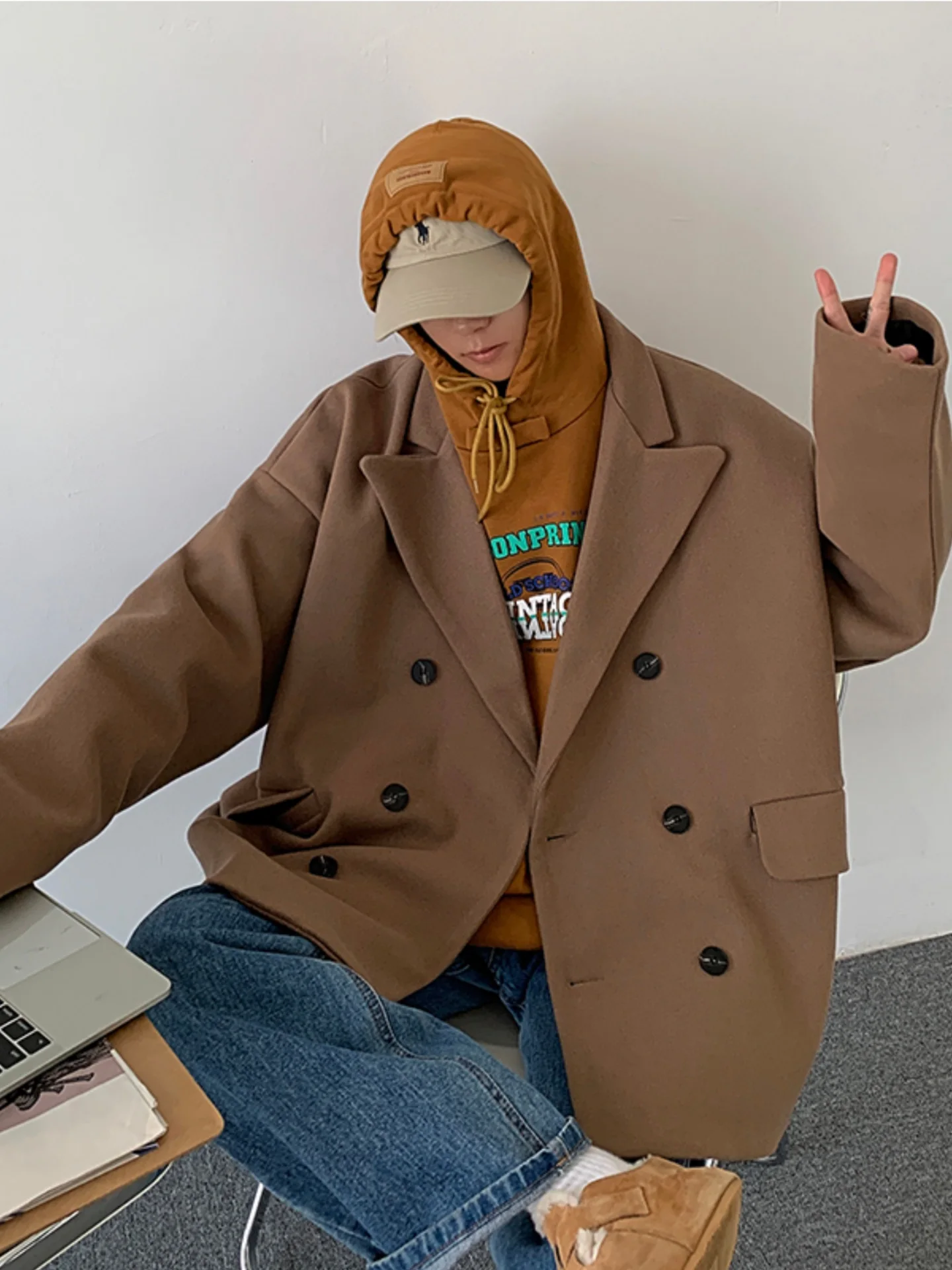 

Men's Woolen Suit Jaet Luxury Slim Fit Button up Warmth Outerwear Autumn Faion Classic Sle Long Sve Casual Coat