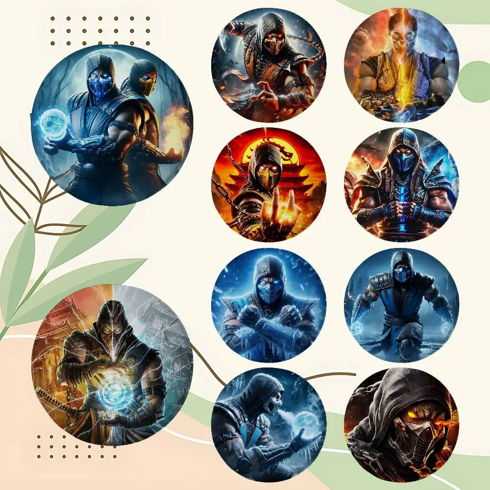 Game M-Mortals K-Kombats Cool Brooches Stylish Ornament Pins Exquisite Round Badge Bag Accessories Jewelry Gifts