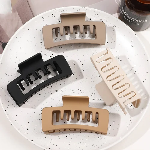 Imagen 2 del producto Pinza para el pelo grande de doble capa para mujer, pasador de horquilla acrílica sólida, pinzas para el pelo, tocado de cangrejo, moda coreana 2024