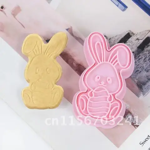 6 Pieces Easter Party Cake Decorations Plastic Cookie Baking Moulds 3D Easter Fondant Cookie Cutter Bunny Chick Mold Baking Too