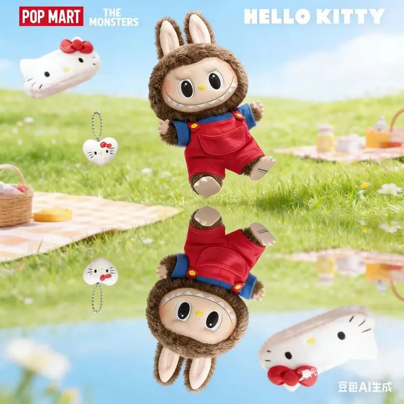 

100% Оригинальная виниловая плюшевая кукла POPMART Labubu The Monsters Hello Kitty, милая аниме-фигурка Labubu, украшение для дома, модные игрушки, подарки