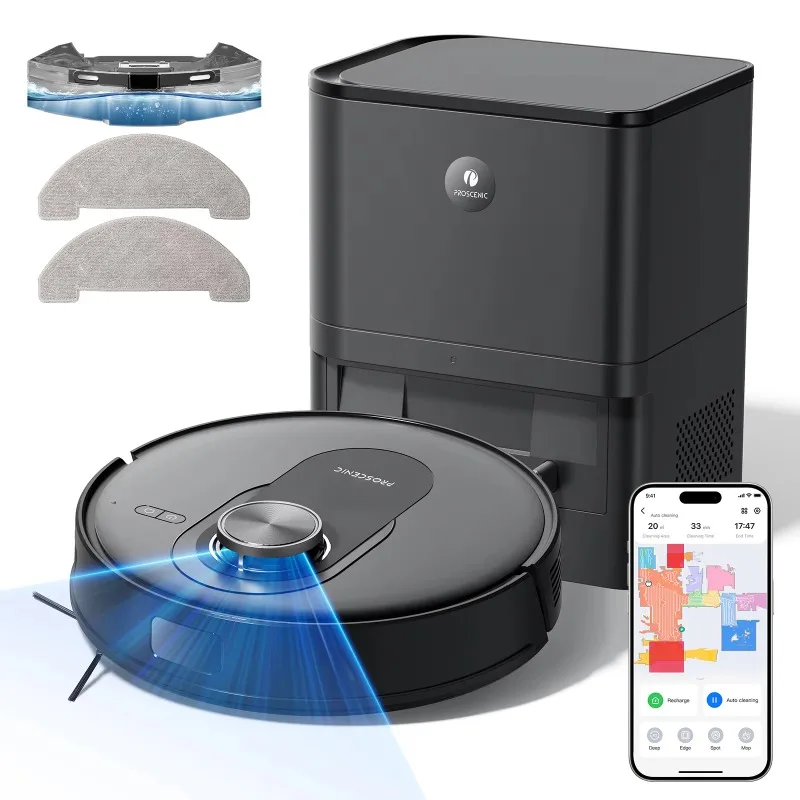 New Model Proscenic Q8 Max Robot Vacuum Cleaner Automatic Recharge Dust Collection LDS Wet Dry Vacuum Mop Anti-Collision