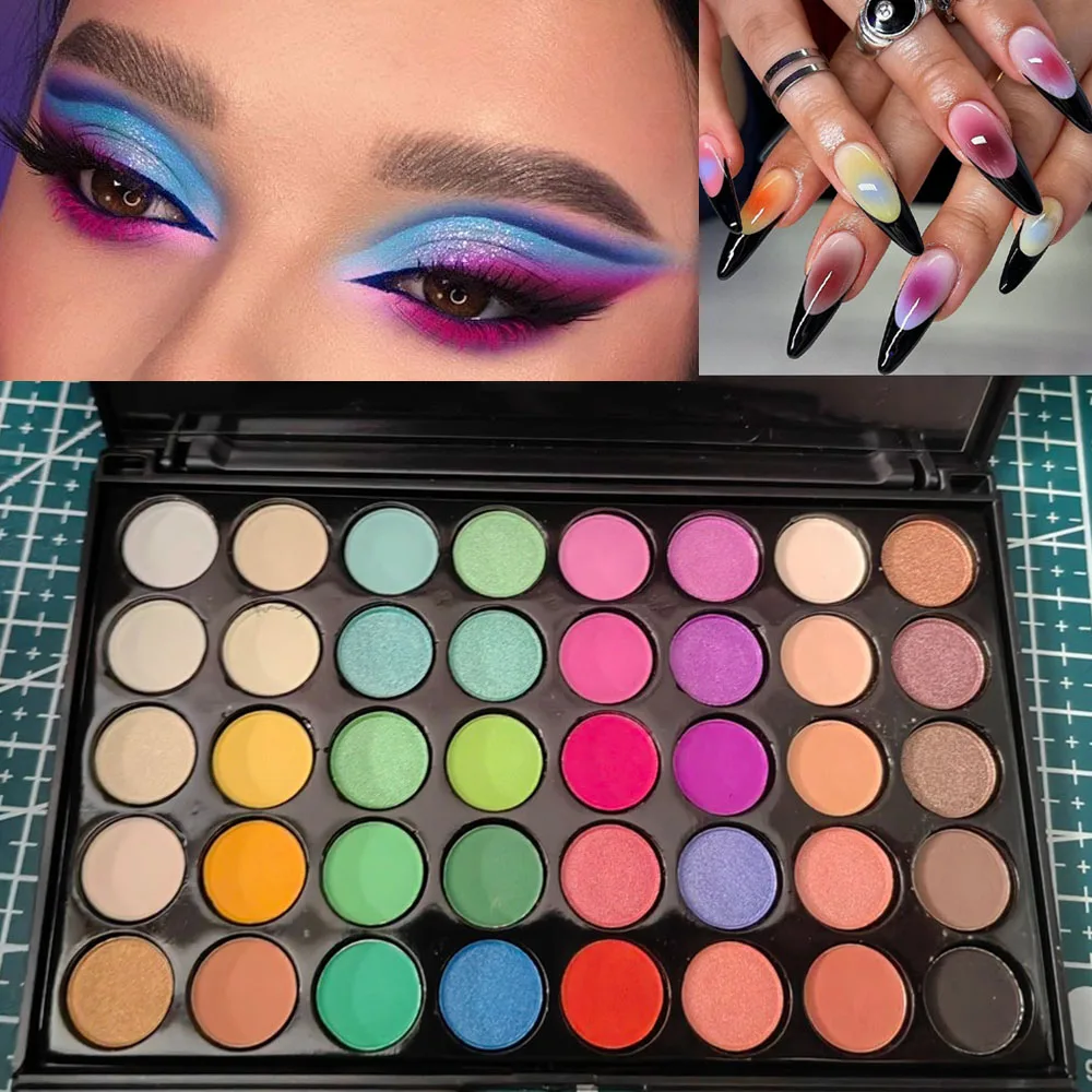 40 グリッド粘土フィギュアメイクアップカラフルなソリッドパウダーグラデーションスマッジアイシャドウパレット蛍光 DIY メイクアップ化粧品顔料