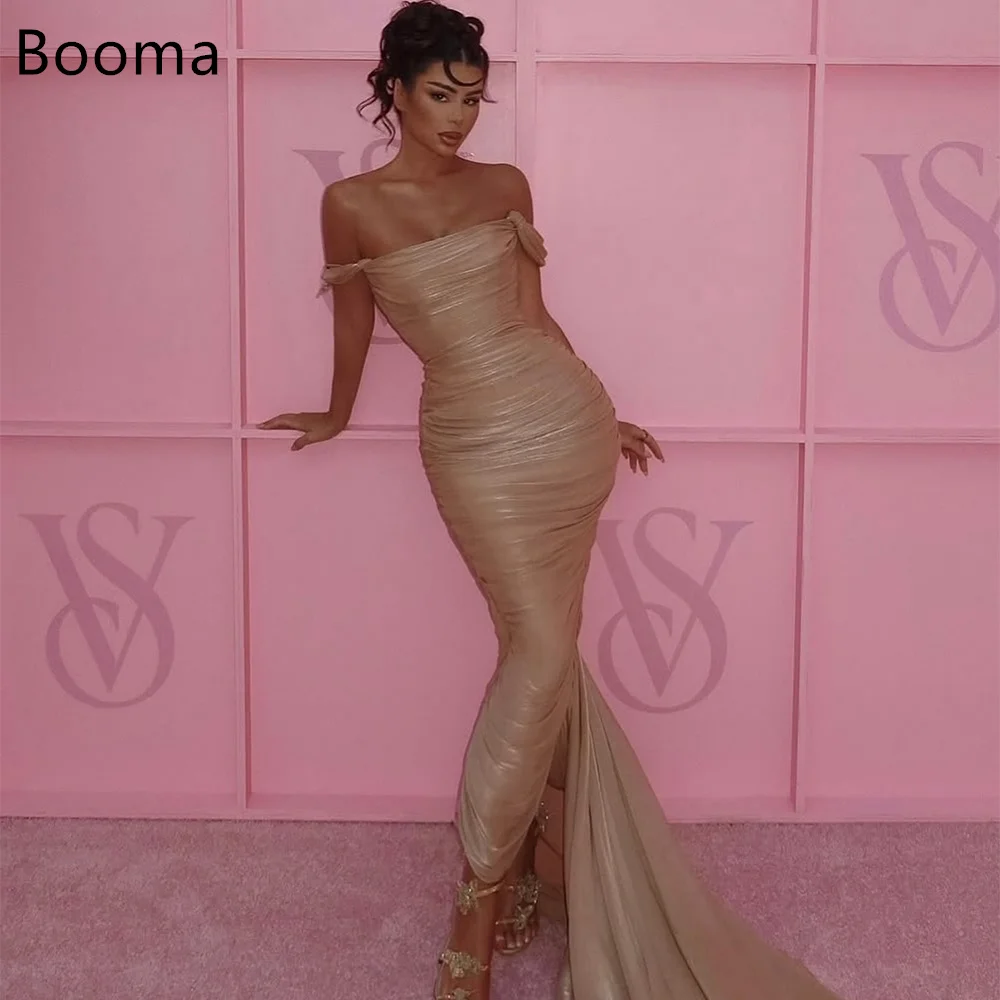 

Booma Mermaid Pleat Shiny Off The Shoulder Evening Dresses Formal Party Gowns for Women Elegant Prom Gown Customize 2025