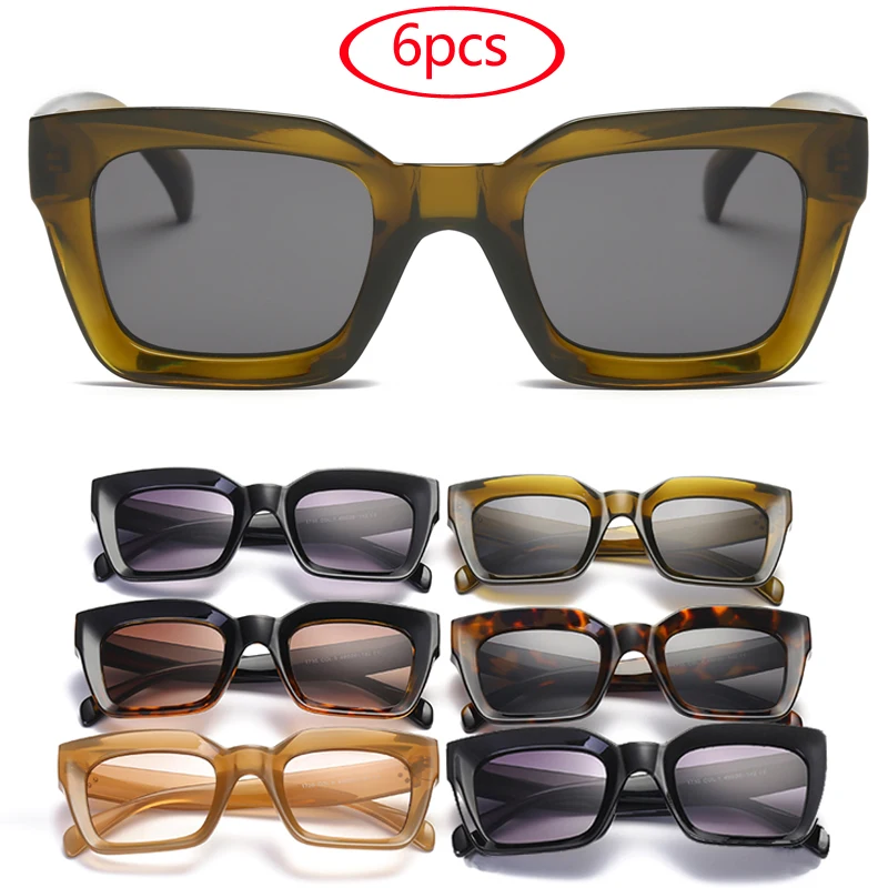 6pcs Small Cat Eye Sunglasses Women Retro Square Brand Design Vintage Sun Glasses For Female Ladies Eyewear UV400