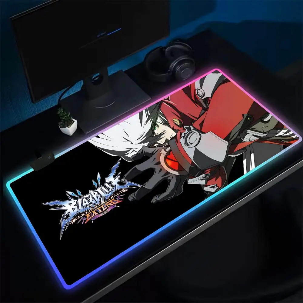 

Коврик для мыши BlazBlue, игровой коврик для мыши в стиле аниме, светодиодные настольные коврики с подсветкой, резиновые настольные коврики XXL RGB